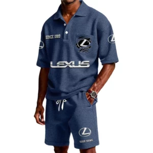 Lexus Men's Waffle Knit Polo Shorts Set Customize Name