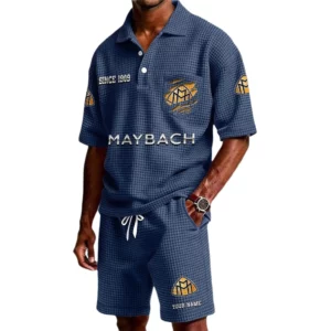 Maybach Men's Waffle Knit Polo Shorts Set Customize Name