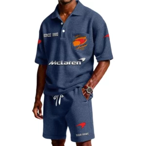 Mclaren Men's Waffle Knit Polo Shorts Set Customize Name