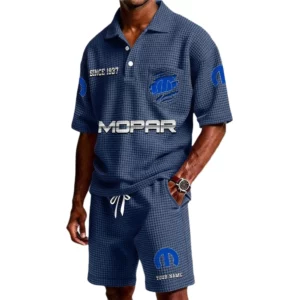 Mopar Men's Waffle Knit Polo Shorts Set Customize Name