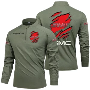 GMC Men's Stand Collar Quarter Zip Long Sleeve Shirt Customize Name