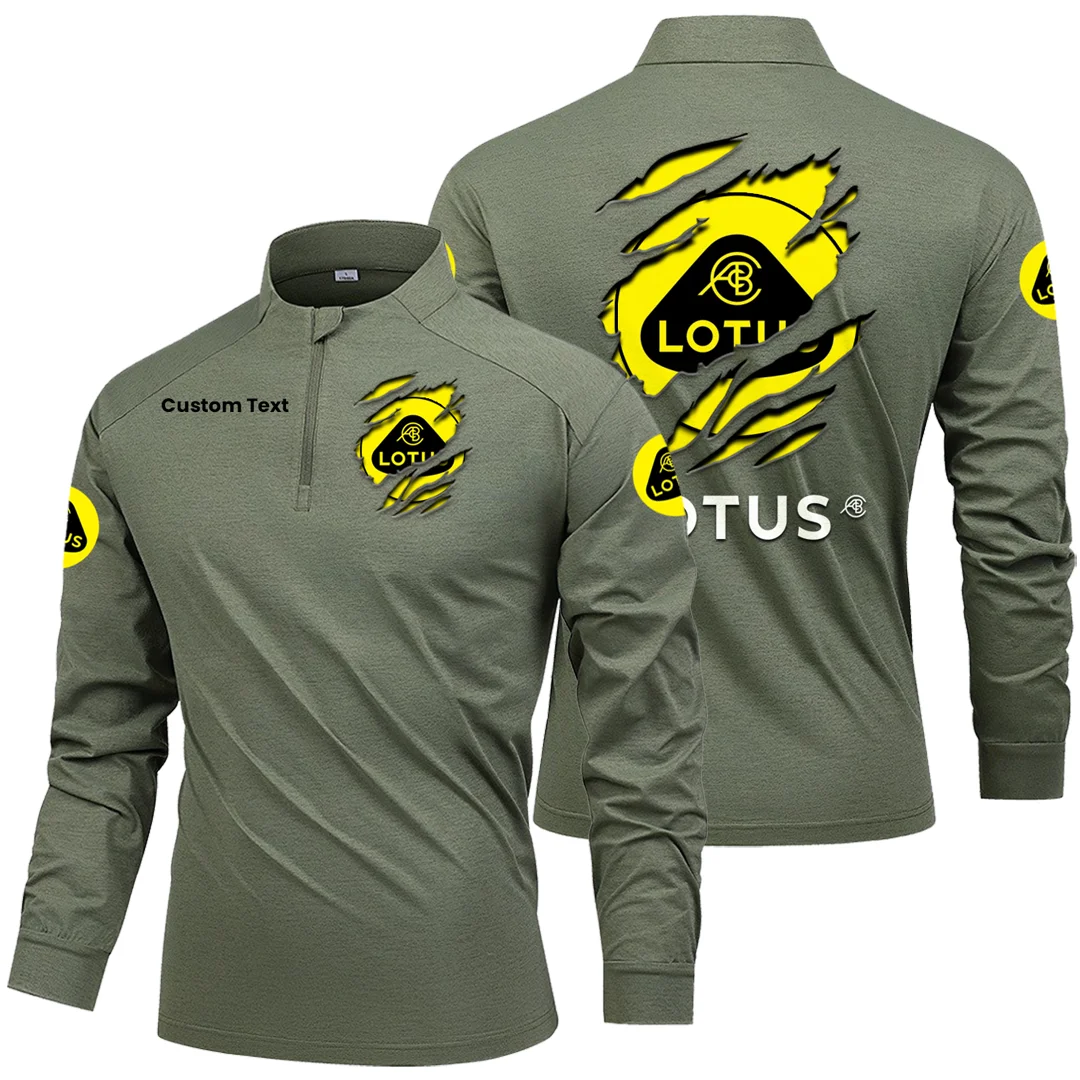 Lotus Cars Men's Stand Collar Quarter Zip Long Sleeve Shirt Customize Name Lotus Cars Men's Stand Collar Quarter Zip Long Sleeve Shirt Customize Name