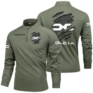 DACIA Car Men's Stand Collar Quarter Zip Long Sleeve Shirt Customize Name