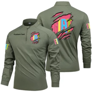 Fiat Men's Stand Collar Quarter Zip Long Sleeve Shirt Customize Name