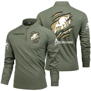 Lamborghini Men's Stand Collar Quarter Zip Long Sleeve Shirt Customize Name