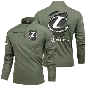 Lexus Men's Stand Collar Quarter Zip Long Sleeve Shirt Customize Name