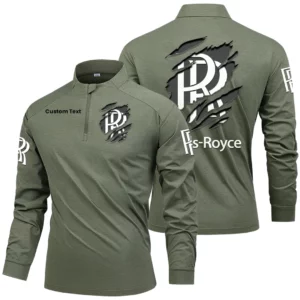Rolls Royce Men's Stand Collar Quarter Zip Long Sleeve Shirt Customize Name