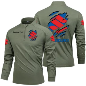 Suzuki Men's Stand Collar Quarter Zip Long Sleeve Shirt Customize Name
