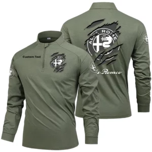 Alfa Romeo Men's Stand Collar Quarter Zip Long Sleeve Shirt Customize Name