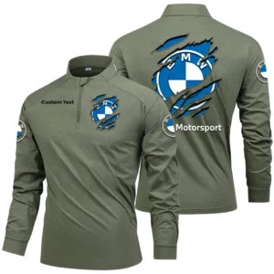 BMW M Motorsport Racing Men's Stand Collar Quarter Zip Long Sleeve Shirt Customize Name