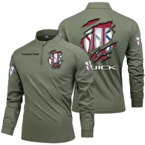 Buick Men's Stand Collar Quarter Zip Long Sleeve Shirt Customize Name