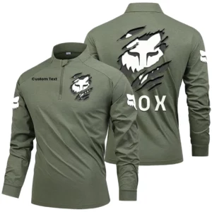 Fox Racing Men's Stand Collar Quarter Zip Long Sleeve Shirt Customize Name