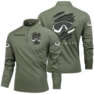 Infiniti Men's Stand Collar Quarter Zip Long Sleeve Shirt Customize Name