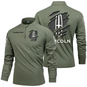 Lincoln Lux Men's Stand Collar Quarter Zip Long Sleeve Shirt Customize Name