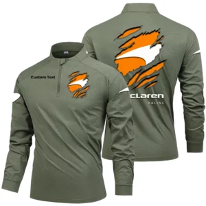 McLaren Racing Men's Stand Collar Quarter Zip Long Sleeve Shirt Customize Name