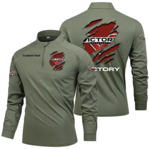 Victory Motorcycles Men's Stand Collar Quarter Zip Long Sleeve Shirt Customize Name