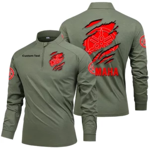 Yamaha Motorcycles Men's Stand Collar Quarter Zip Long Sleeve Shirt Customize Name