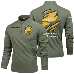 Chevrolet Racing Men's Stand Collar Quarter Zip Long Sleeve Shirt Customize Text