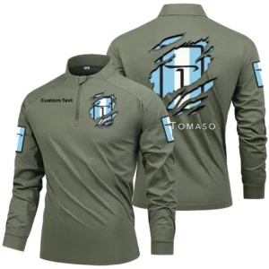 De Tomaso Lux Car Men's Stand Collar Quarter Zip Long Sleeve Shirt Customize Name