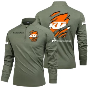 Red Bull KTM Factory Racing Men's Stand Collar Quarter Zip Long Sleeve Shirt Customize Name