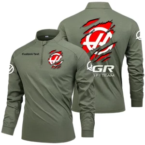 TGR Haas F1 Team Men's Stand Collar Quarter Zip Long Sleeve Shirt Customize Name
