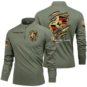 Porsche Motorsport Racing Men's Stand Collar Quarter Zip Long Sleeve Shirt Customize Name