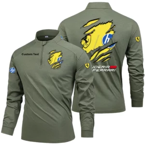 Scuderia Ferrari F1 Men's Stand Collar Quarter Zip Long Sleeve Shirt Customize Name