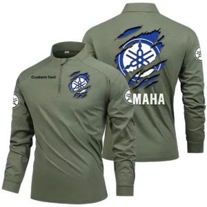 Yamaha Racing Men's Stand Collar Quarter Zip Long Sleeve Shirt Customize Name