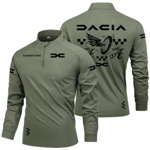DACIA Car Men's Stand Collar Quarter Zip Long Sleeve Shirt Personalize Name