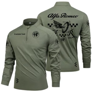 Alfa Romeo Men's Stand Collar Quarter Zip Long Sleeve Shirt Personalize Name