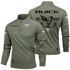 Buick Men's Stand Collar Quarter Zip Long Sleeve Shirt Personalize Name