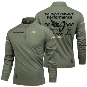 Chevrolet Racing Men's Stand Collar Quarter Zip Long Sleeve Shirt Personalize Name