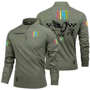 Fiat Men's Stand Collar Quarter Zip Long Sleeve Shirt Personalize Name