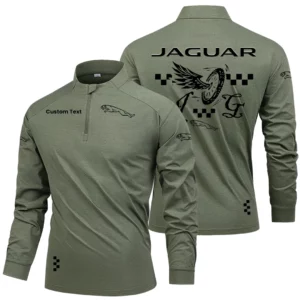 Jaguar Men's Stand Collar Quarter Zip Long Sleeve Shirt Personalize Name