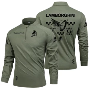 Lamborghini Men's Stand Collar Quarter Zip Long Sleeve Shirt Personalize Name
