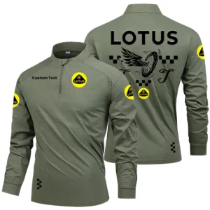 Lotus Cars Men's Stand Collar Quarter Zip Long Sleeve Shirt Personalize Name