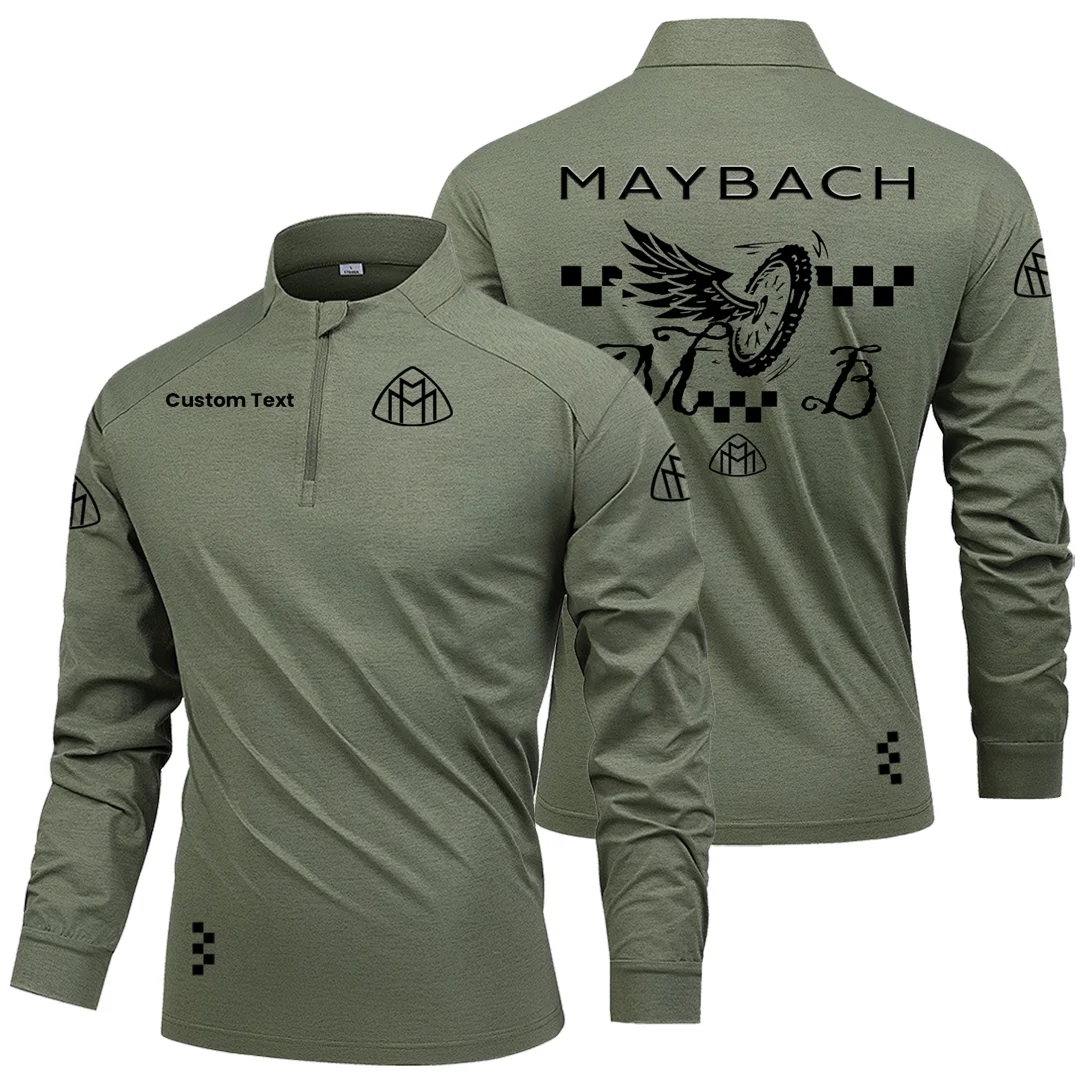 Mercedes Maybach Men's Stand Collar Quarter Zip Long Sleeve Shirt Personalize Name Mercedes Maybach Men's Stand Collar Quarter Zip Long Sleeve Shirt Personalize Name