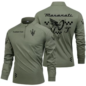 Maserati Men's Stand Collar Quarter Zip Long Sleeve Shirt Personalize Name