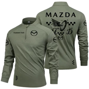 Mazda Men's Stand Collar Quarter Zip Long Sleeve Shirt Personalize Name