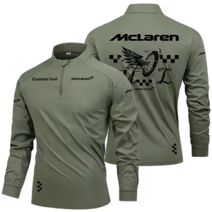 McLaren Men's Stand Collar Quarter Zip Long Sleeve Shirt Personalize Name