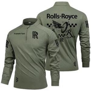Rolls Royce Men's Stand Collar Quarter Zip Long Sleeve Shirt Personalize Name