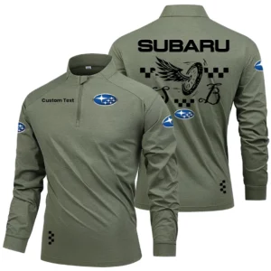 Subaru Men's Stand Collar Quarter Zip Long Sleeve Shirt Personalize Name