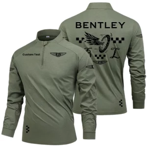 Bentley Men's Stand Collar Quarter Zip Long Sleeve Shirt Personalize Name