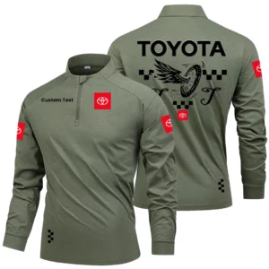 Toyota Men's Stand Collar Quarter Zip Long Sleeve Shirt Personalize Name