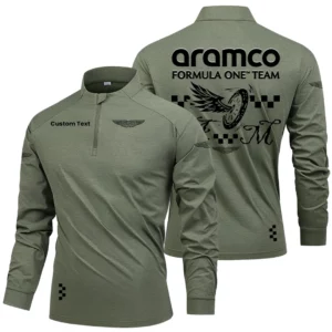 Aston Martin Racing Men's Stand Collar Quarter Zip Long Sleeve Shirt Personalize Name