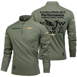 Chevrolet Racing Men's Stand Collar Quarter Zip Long Sleeve Shirt Personalize Text