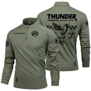 CFMOTO Thunder Racing Team Men's Stand Collar Quarter Zip Long Sleeve Shirt Personalize Name