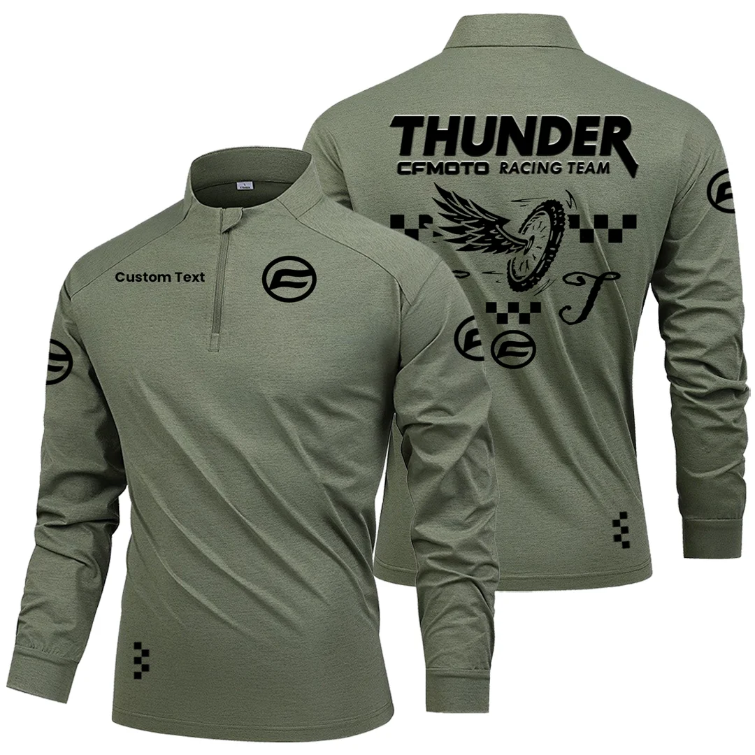 CFMOTO Thunder Racing Team Men's Stand Collar Quarter Zip Long Sleeve Shirt Personalize Name CFMOTO Thunder Racing Team Men's Stand Collar Quarter Zip Long Sleeve Shirt Personalize Name