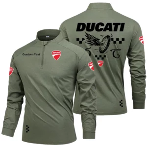 Ducati Motor Holding Men's Stand Collar Quarter Zip Long Sleeve Shirt Personalize Name