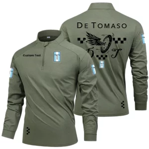 De Tomaso Lux Car Men's Stand Collar Quarter Zip Long Sleeve Shirt Personalize Name
